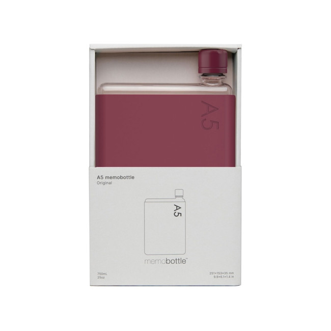 Бутылка с силиконовым чехлом Memobottle A5, бордовый